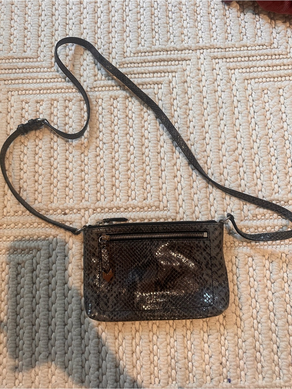 Cole Haan Black Snake-Embossed Crossbody Bag